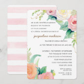 Invitation Fête des mariées Moderne Aquarelle Florale Roses (Devant / Derrière)