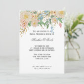 Invitation Fête des mariées Moderne Aquarelle Rose Or Floral (Debout devant)