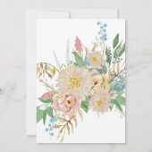 Invitation Fête des mariées Moderne Aquarelle Rose Or Floral (Dos)