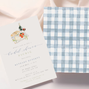 Invitation Fête des mariées moderne au vin et au fromage Piqu