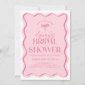 Invitation Fête des mariées moderne avec cadre en bois rose (Devant)