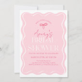Invitation Fête des mariées moderne avec cadre en bois rose (Devant)