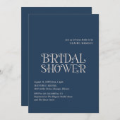 Invitation Fête des mariées moderne Blaire Navy Blue (Devant / Derrière)