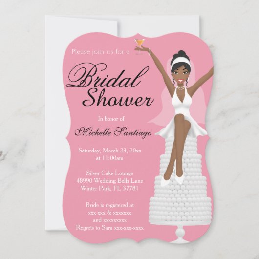 Invitation Fête des mariées moderne blanc chic (Devant)