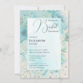 Invitation Fête des mariées moderne bleu turquoise Impression (Devant)