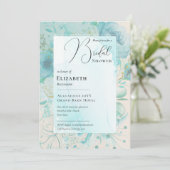 Invitation Fête des mariées moderne bleu turquoise Impression (Debout devant)