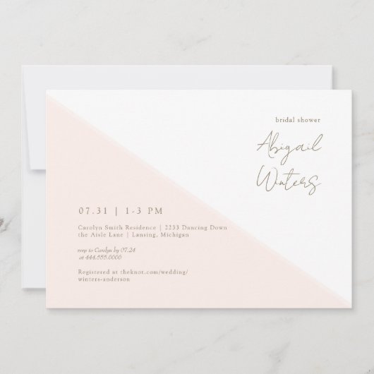Invitation Fête des mariées moderne Blush et Gold Simplicity (Devant)