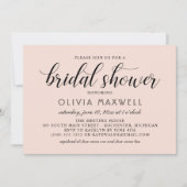 Invitation Fête des mariées moderne Blush et Mariage noir (Devant)