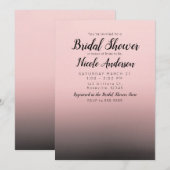 Invitation Fête des mariées moderne Blush Pink & Black Ombre (Devant / Derrière)