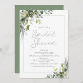 Invitation Fête des mariées moderne Boho Green Foliage (Devant / Derrière)