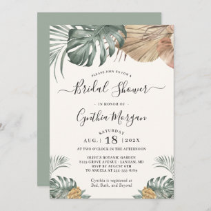 Invitation Fête des mariées moderne Boho Tropical Monstera Le