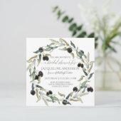 Invitation Fête des mariées Moderne Branche Olive Feuille cou (Debout devant)