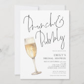 Invitation Fête des mariées moderne Brunch Bubbly (Devant)