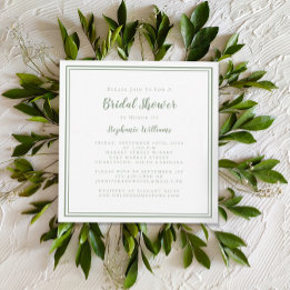 Invitation Fête des mariées Moderne Carré Élégant Sage Vert