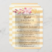 Invitation Fête des mariées moderne chic à fleurs rayées (Devant / Derrière)