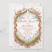 Invitation Fête des mariées moderne chic Boho Frame Fleurs sa (Devant)