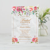 Invitation Fête des mariées moderne chic en marbre de cuivre (Debout devant)