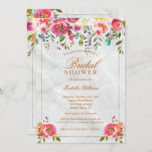 Invitation Fête des mariées moderne chic en marbre de cuivre (Devant / Derrière)