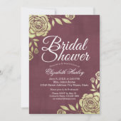 Invitation Fête des mariées Moderne Chic Golden Rose Bourgogn (Devant)