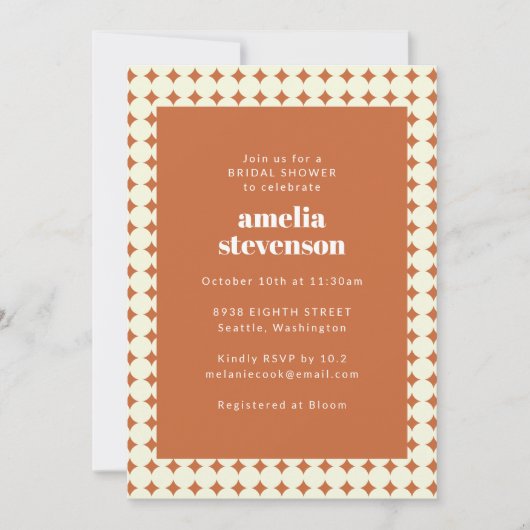 Invitation Fête des mariées moderne chic points en terre cuit (Devant)