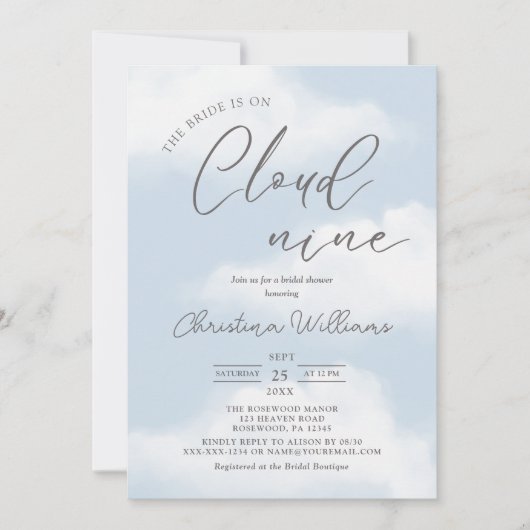 Invitation Fête des mariées moderne Cloud 9 (Devant)