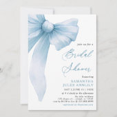Invitation Fête des mariées moderne Coquette Blue Bow (Devant)