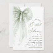 Invitation Fête des mariées moderne Coquette Sage Green Bow (Devant)