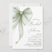 Invitation Fête des mariées moderne Coquette Sage Green Bow (Devant)