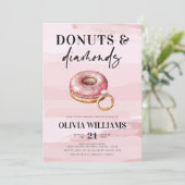 Invitation Fête des mariées moderne de beignets et diamants r (Debout devant)