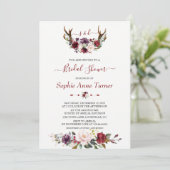 Invitation Fête des mariées moderne de boues florales de prun (Debout devant)