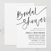 Invitation Fête des mariées moderne de calligraphie noir et b (Devant / Derrière)