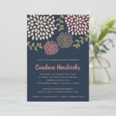 Invitation Fête des mariées moderne de Dahlias (Debout devant)