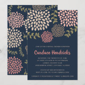 Invitation Fête des mariées moderne de Dahlias (Devant / Derrière)