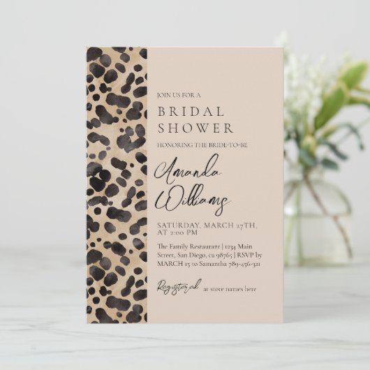 Invitation Fête des mariées moderne de Leopard Poster de anim (Debout devant)