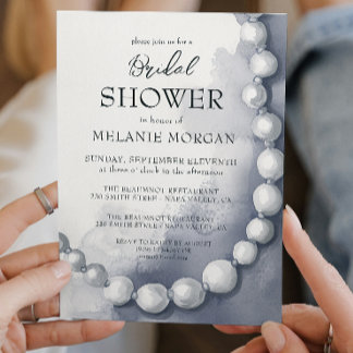 Invitation Fête des mariées moderne de perles blanches