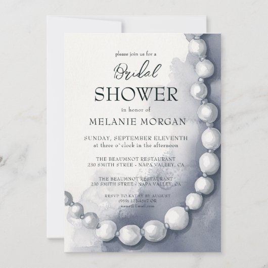 Invitation Fête des mariées moderne de perles blanches (Devant)