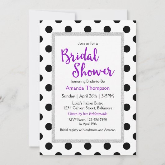 Invitation Fête des mariées moderne de points chic pour fille (Devant)