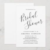 Invitation Fête des mariées moderne de typographie noir et bl (Devant / Derrière)