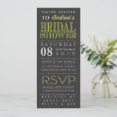 Invitation Fête des mariées moderne de typographie verte long (Debout devant)