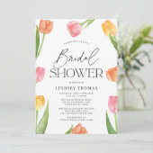 Invitation Fête des mariées moderne des tulipes de printemps (Debout devant)
