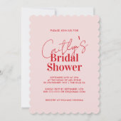 Invitation Fête des mariées moderne design rouge et rose pâle (Devant)