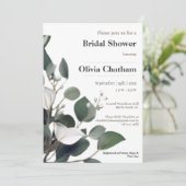 Invitation Fête des mariées moderne d'Eucalyptus (Debout devant)