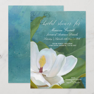 Invitation Fête des mariées Moderne Élégant Magnolia Floral A
