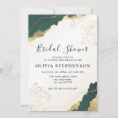 Invitation Fête des mariées moderne Emerald Gold (Devant)