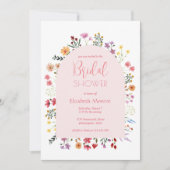 Invitation Fête des mariées moderne en arc rose Fleur sauvage (Devant)