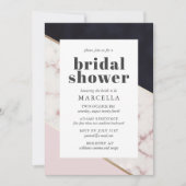 Invitation Fête des mariées moderne en marbre chic (Devant)
