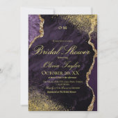 Invitation Fête des mariées moderne en or violet (Devant)