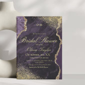 Invitation Fête des mariées moderne en or violet