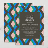 Invitation Fête des mariées moderne géométrique Brown bleu ve (Devant / Derrière)