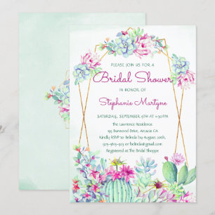 Invitation Fête des mariées moderne géométrique Cactus Succul